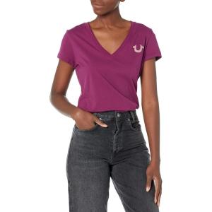 True Religion Womens Gradient Tr Slim V Neck Tee(Purple Potion)