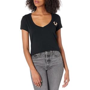 True Religion Women’s Victorious V-Neck Tee(Black)