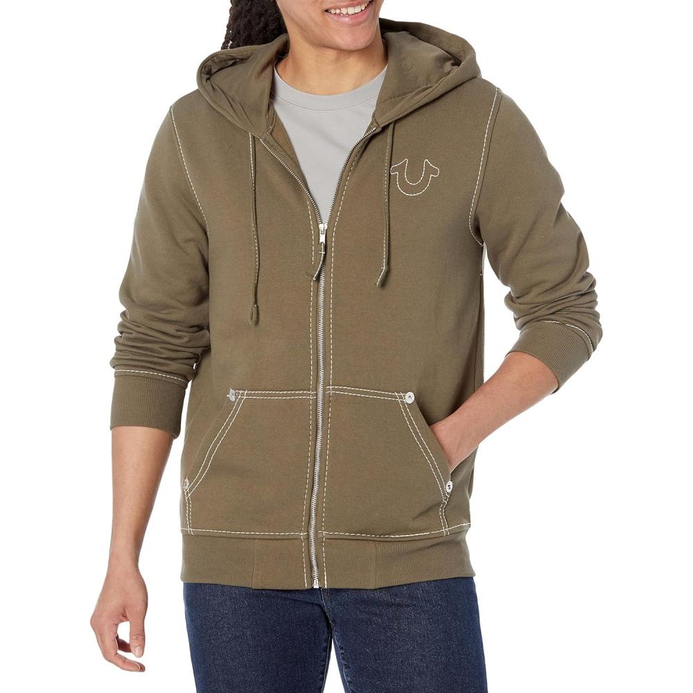 imageTrue Religion Mens Big T Zip Up Hoodie Graphic Sweatshirt  Full Zip Hoodies for MenKalamata