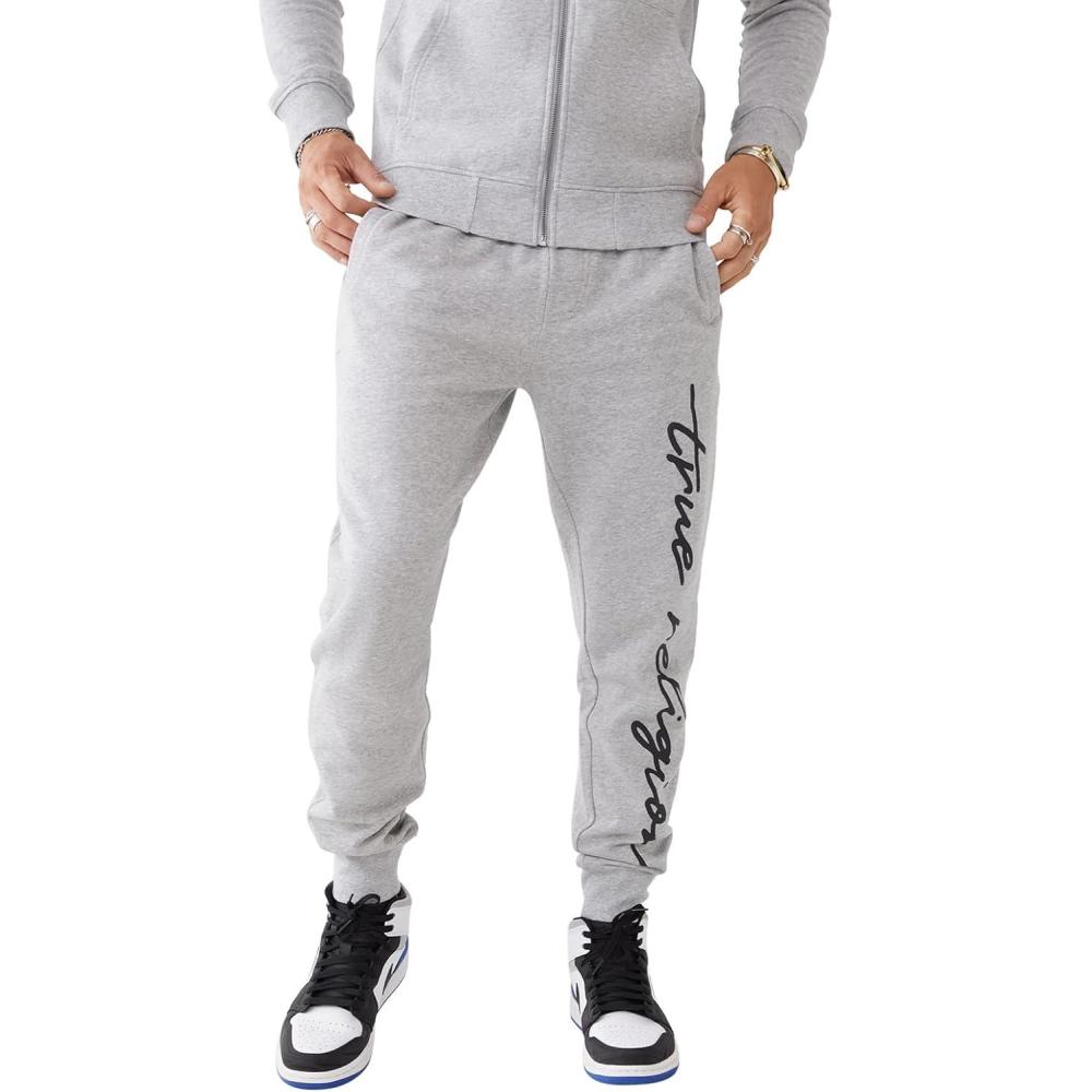 imageTrue Religion Mens Script Art Welt Pocket JoggerHeather Grey