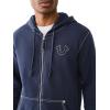 True Religion Men’s Big T Zip Up Hoodie Graphic Sweatshirt – Full Zip Hoodies for Men(Dress Blue)