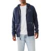 True Religion Men’s Big T Zip Up Hoodie Graphic Sweatshirt – Full Zip Hoodies for Men(Dress Blue)