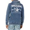 True Religion Men’s Big T Zip Up Hoodie Graphic Sweatshirt – Full Zip Hoodies for Men(Indigo)