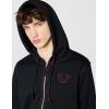 True Religion Men’s Big T Zip Up Hoodie Graphic Sweatshirt – Full Zip Hoodies for Men(Jet Black/Fiery Red)