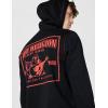 True Religion Men’s Big T Zip Up Hoodie Graphic Sweatshirt – Full Zip Hoodies for Men(Jet Black/Fiery Red)