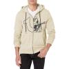 True Religion Men’s Large Branded Long Sleeve Zip Up Hoodie(Bone White)