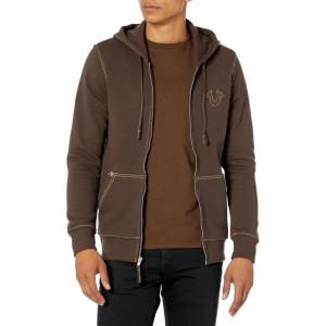 True Religion Men’s Big T Zip Up Hoodie Graphic Sweatshirt – Full Zip Hoodies for Men(Bracken)