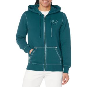 True Religion Men’s Big T Zip Up Hoodie Graphic Sweatshirt – Full Zip Hoodies for Men(Reflecting Pond)