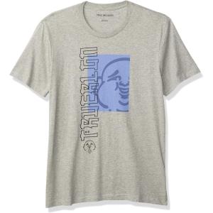 True Religion Men’s Buddha Logo Short Sleeve Crewneck Tee(Heather Grey)