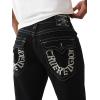 True Religion Men’s Bobby SN Flap Jeans – Relaxed Straight Fit Stretch Denim, 32″ Inseam, Flap Pockets(Black Rinse)