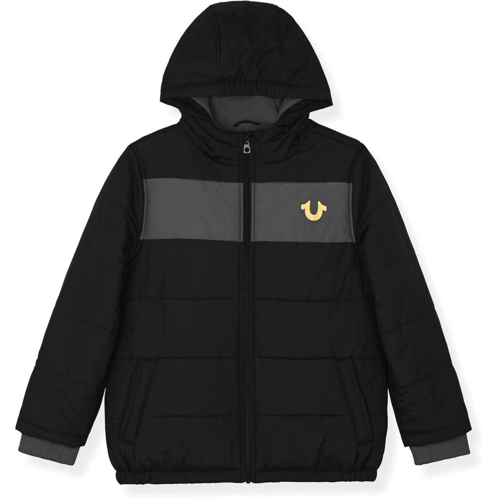 imageTrue Religion Boys Puffer Jackets Premium Winter Coats With Stylish Design amp WarmthBlackgrey