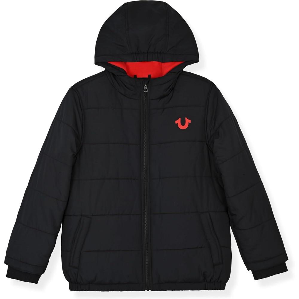 imageTrue Religion Boys Puffer Jackets Premium Winter Coats With Stylish Design amp WarmthBlackred