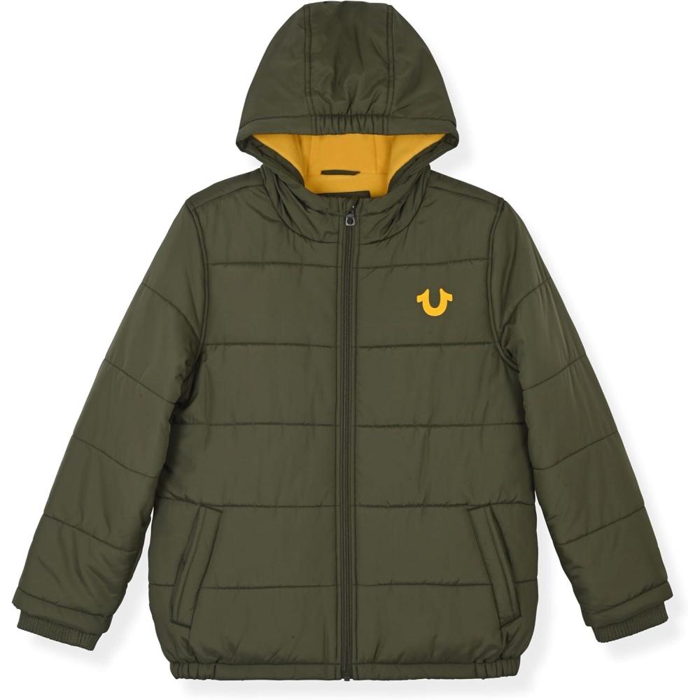 imageTrue Religion Boys Puffer Jackets Premium Winter Coats With Stylish Design amp WarmthOliveyellow