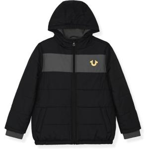 True Religion Boys Puffer Jackets – Premium Winter Coats With Stylish Design & Warmth(Black-grey)