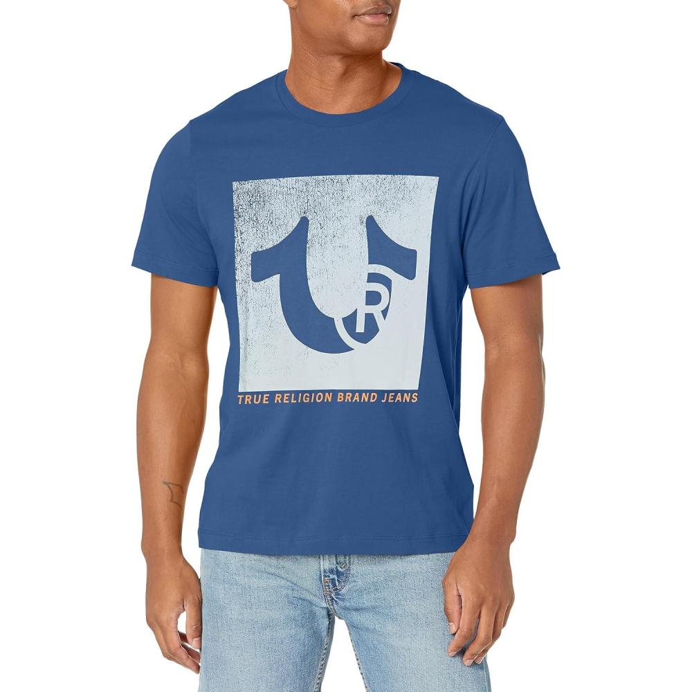 imageTrue Religion Mens Distressed Registered Hs TeeMatte Navy
