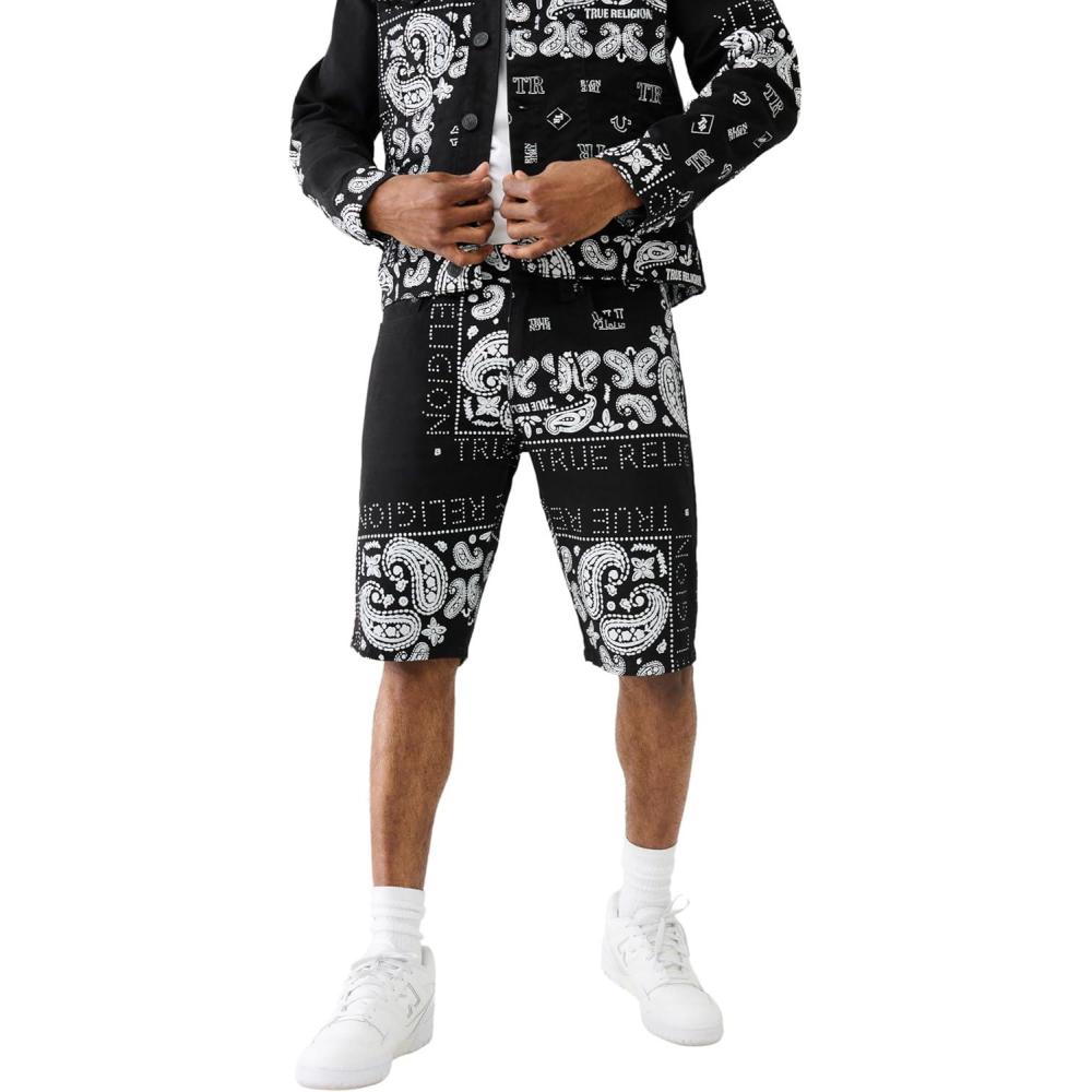 imageTrue Religion Mens Ricky Sn No Flap 12 ShortsDischarge BandanaBlack