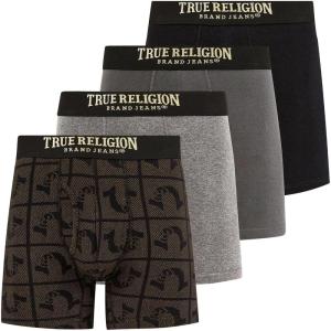 True Religion Mens Boxer Briefs Cotton Stretch Underwear for Men Pack of 5(Gold)