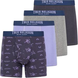 True Religion Mens Boxer Briefs Cotton Stretch Underwear for Men Pack of 5(Purple)