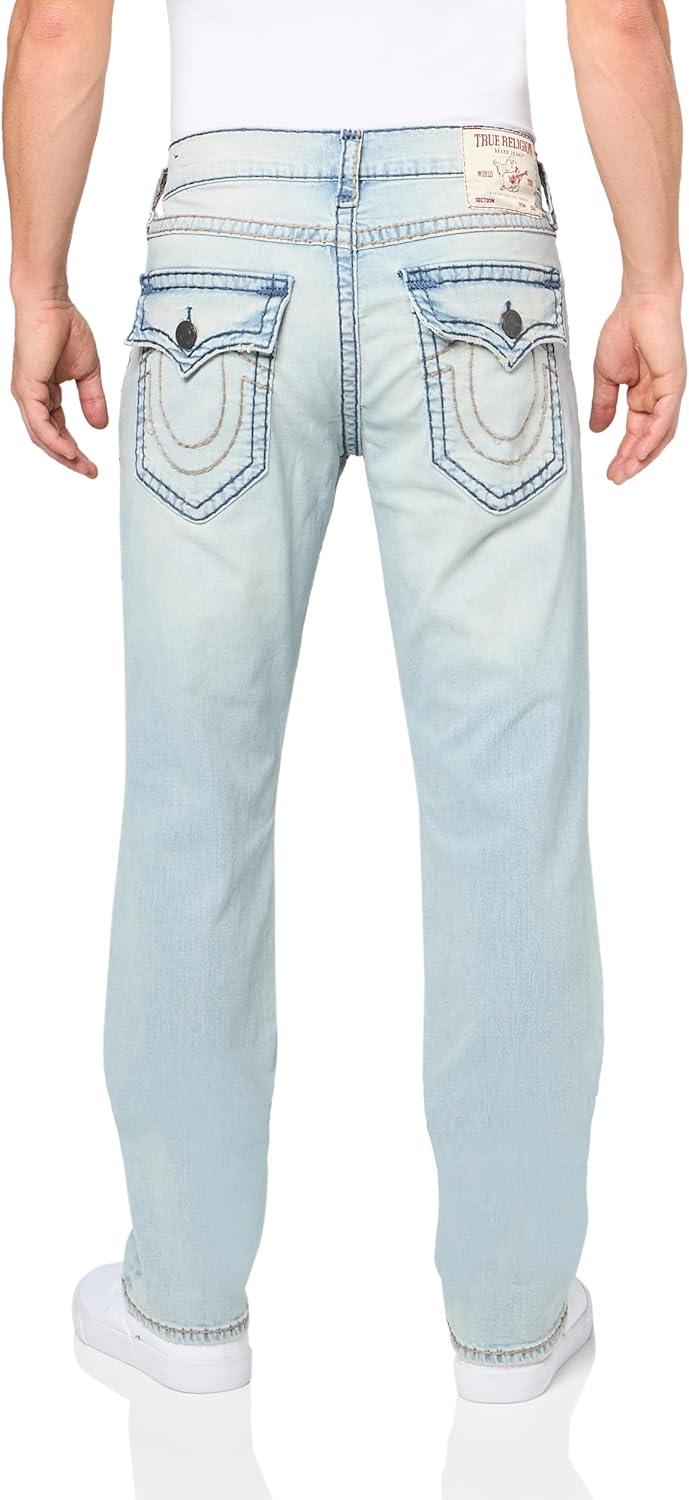imageTrue Religion Mens Ricky Super T Straight Flap JeanKolari Light Wash