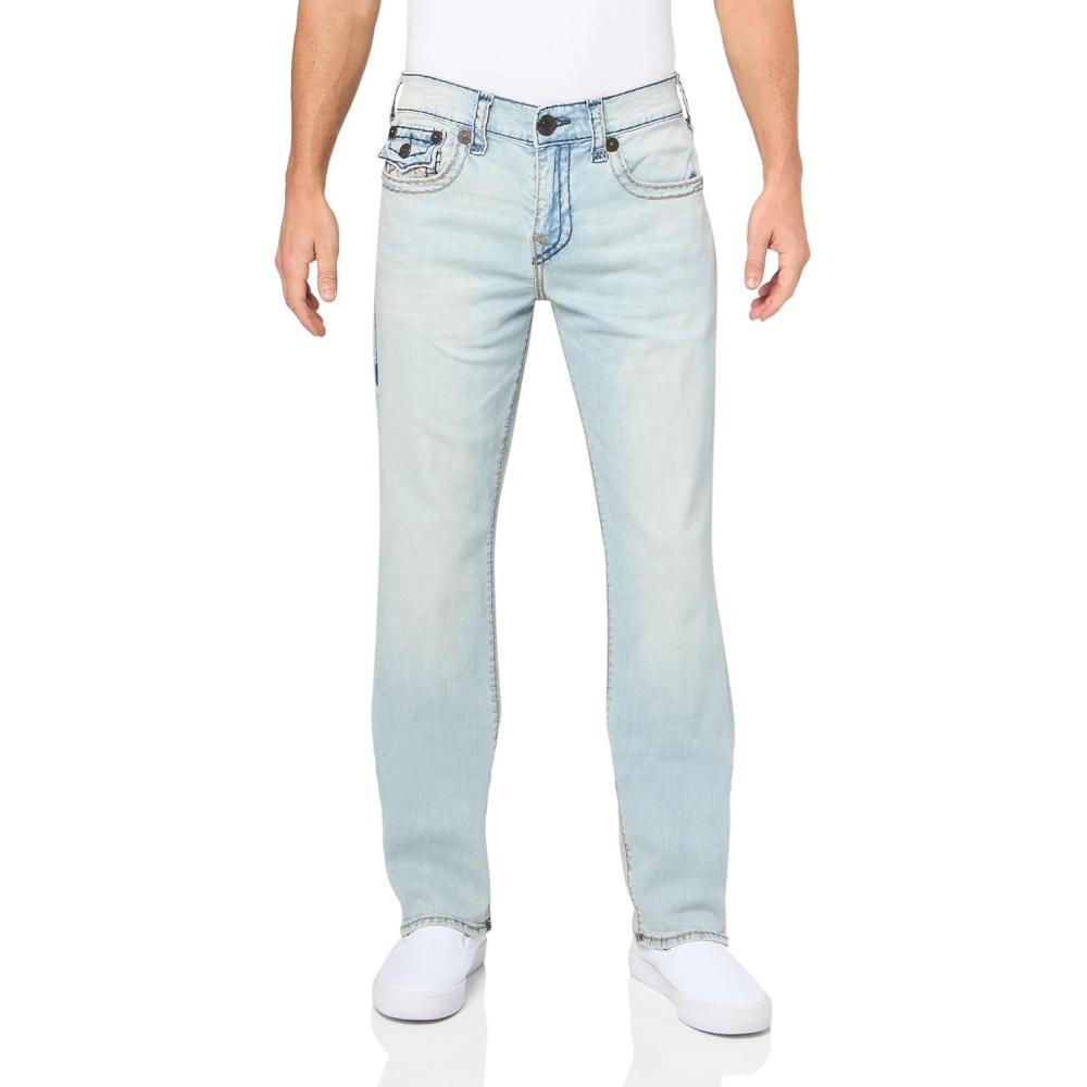 imageTrue Religion Mens Ricky Super T Straight Flap JeanKolari Light Wash