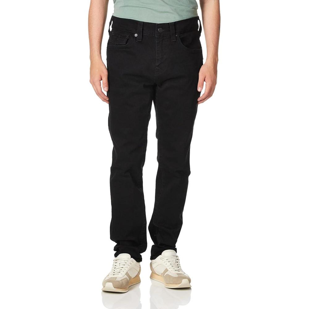 imageTrue Religion Mens Rocco Skinny Fit Jean with Back Flap Pockets 2SB Body Rinse Black 42