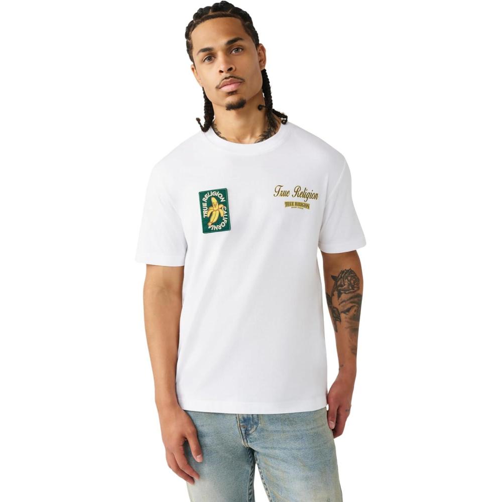 imageTrue Religion Mens Orchard Stamp Graphic Tee CrewneckOptic White