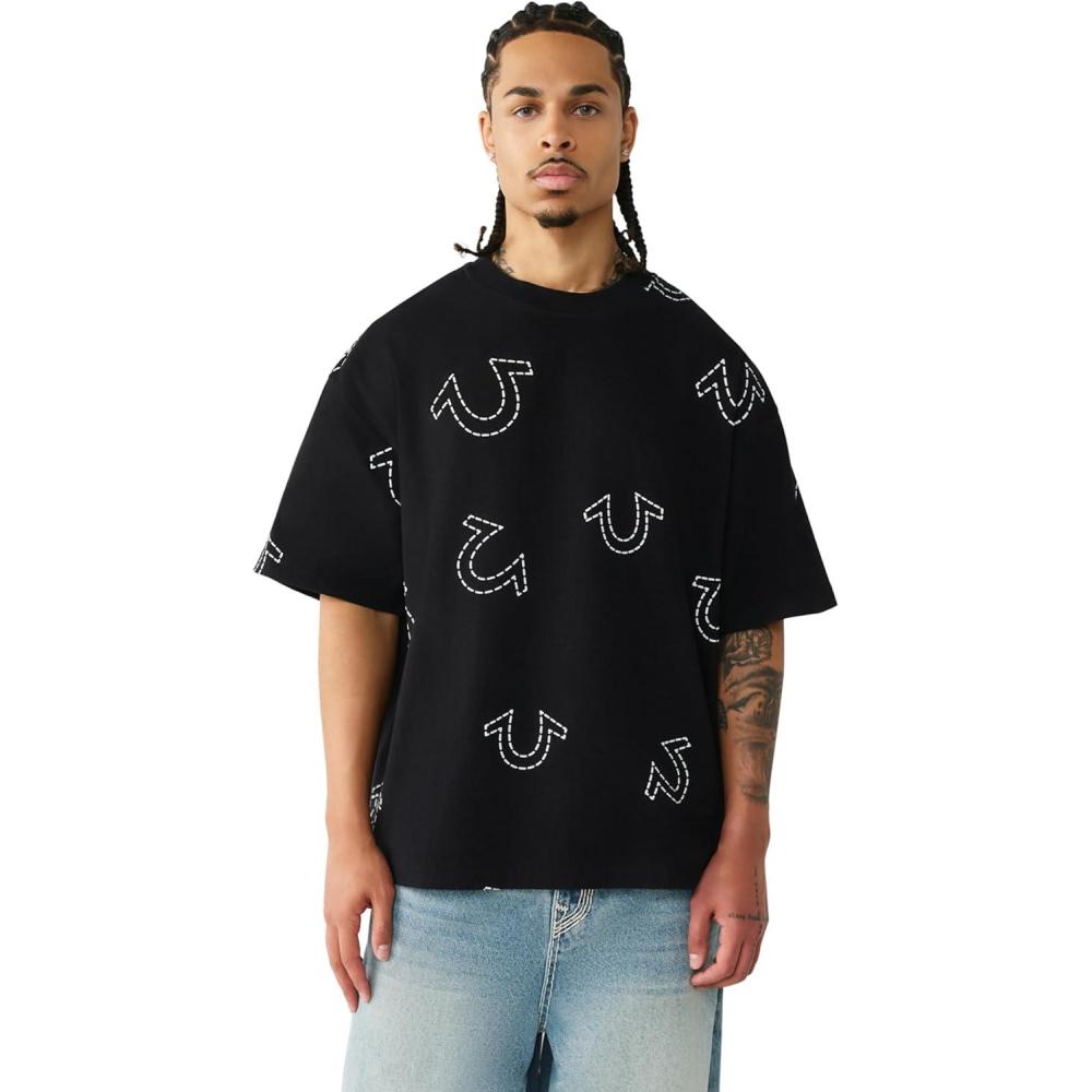 imageTrue Religion Mens Ss Hs Print Oversized TeeJet Black