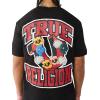 True Religion Men’s Garden Shoey Oversized Heavyweight Tee – Puff Print, Crewneck, Graphic Design(Jet Black)