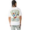 True Religion Men’s Garden Shoey Oversized Heavyweight Tee – Puff Print, Crewneck, Graphic Design(Optic White)