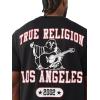True Religion Men’s Mesh Buddha Logo Tee – Oversized Fit, Graphic Print, Crew Neck(Jet Black)