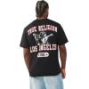 True Religion Men’s Mesh Buddha Logo Tee – Oversized Fit, Graphic Print, Crew Neck(Jet Black)