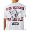 True Religion Men’s Mesh Buddha Logo Tee – Oversized Fit, Graphic Print, Crew Neck(Optic White)