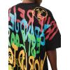 True Religion Men’s TR Graffiti Graphic Relaxed Tee – Crewneck, Graphic Buddha Tour Design, Vintage Chain Stitch(Jet Black)