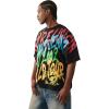 True Religion Men’s TR Graffiti Graphic Relaxed Tee – Crewneck, Graphic Buddha Tour Design, Vintage Chain Stitch(Jet Black)
