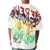 True Religion Men’s TR Graffiti Graphic Relaxed Tee – Crewneck, Graphic Buddha Tour Design, Vintage Chain Stitch(Winter White)