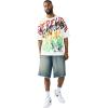 True Religion Men’s TR Graffiti Graphic Relaxed Tee – Crewneck, Graphic Buddha Tour Design, Vintage Chain Stitch(Winter White)