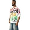 True Religion Men’s TR Graffiti Graphic Relaxed Tee – Crewneck, Graphic Buddha Tour Design, Vintage Chain Stitch(Winter White)