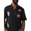 True Religion Men’s Twill Embro Camp Shirt – Button-Up Camp Collar