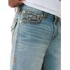 True Religion Men’s Vinny Super T Flap Ultra Baggy Short – Light Wash, Super T Stitching, Horseshoe Detailing