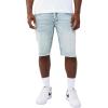 True Religion Men’s Ricky Frayed Hem Denim Short – Relaxed Fit, Raw-Cut Hem, Horseshoe Detailing – Playmaker Faded Indigo Lt Wash, 31