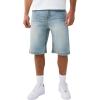 True Religion Men’s Vinny Super T Flap Ultra Baggy Short – Light Wash, Super T Stitching, Horseshoe Detailing