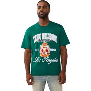 True Religion Men’s SS HS Pennants Tee – Crew Neck, Short Sleeve(Ultra Marine Green)
