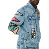 True Religion Men’s Varsity Patch Jimmy Jkt Big T(Shattered Medium Indigo)