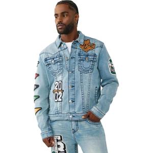 True Religion Men’s Varsity Patch Jimmy Jkt Big T(Shattered Medium Indigo)