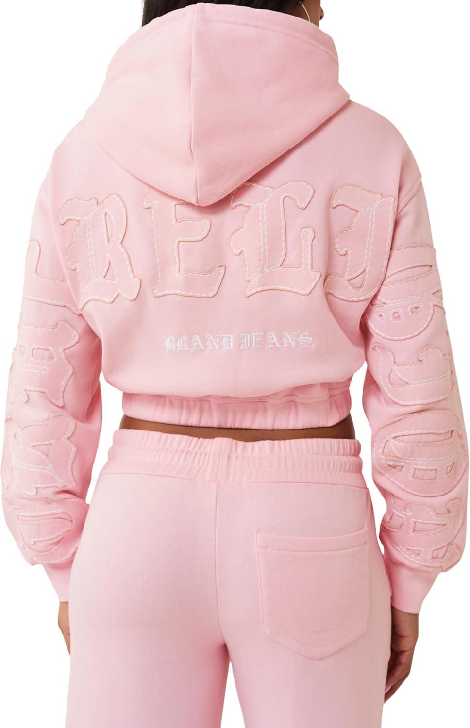 imageTrue Religion Womens Horseshoe Appliqu Zip Hoodie Full Zip SweatshirtFairytale