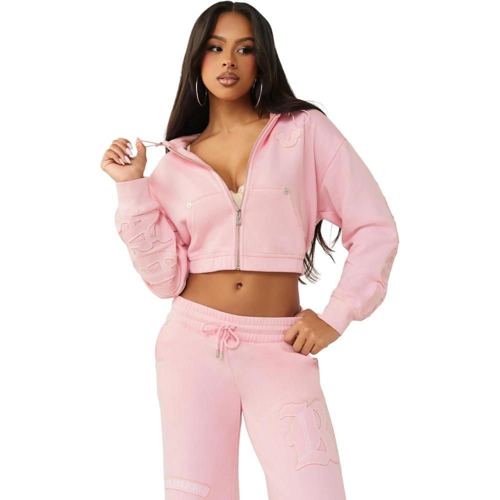 imageTrue Religion Womens Horseshoe Appliqu Zip Hoodie Full Zip SweatshirtFairytale