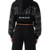 True Religion Women’s Horseshoe Appliqué Zip Hoodie – Full Zip Sweatshirt(Jet Black)