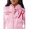 True Religion Women’s Shrunken Big T Zip Hoodie – Cropped Fit, Split Pockets, Horseshoe Detailing(Fairytale)