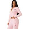 True Religion Women’s Velour Crystal Shrunken Zip Hoodie – Soft Velour, Cropped Fit, Crystal Horseshoe Detail(Fairytale)