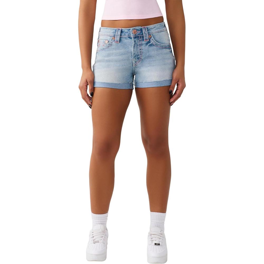 imageTrue Religion Womens Jennie Mr Short Big TFlax Flower